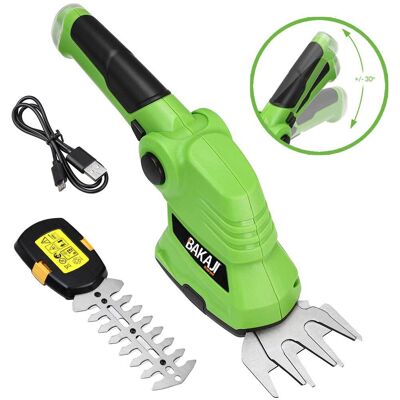 BAKAJI Forbici Cesoie Sfoltirami Elettrico A Batteria Tagliaerba Tagliasiepi Usb 2 Lame BAKAJI Forbici Cesoie Sfoltirami Elettrico A Batteria Tagliaerba Tagliasiepi Usb 2 Lame