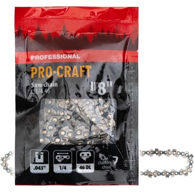 Procraft Catena L.1/4.46 8" (200 Mm) 1/4" 1,1 Mm 46 Tg - Per Motosega Procraft Catena L.1/4.46 8" (200 Mm) 1/4" 1,1 Mm 46 Tg - Per Motosega