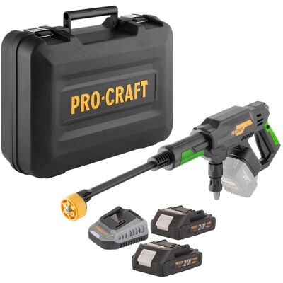 Procraft Idropulitrice A Batteria Cw20bb 20 V 30 Bar 180 L/h Brushless + 2 Batterie Da 2,0 Ah + Caricabatterie + Valigetta Procraft Idropulitrice A Batteria Cw20bb 20 V 30 Bar 180 L/h Brushless + 2 Batterie Da 2,0 Ah + Caricabatterie + Valigetta