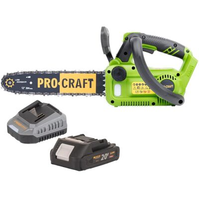 Procraft Motosega A Batteria Pka42libb 20 V 304 Mm Brushless + 1x Batteria 2,0 Ah + Caricabatteria Procraft Motosega A Batteria Pka42libb 20 V 304 Mm Brushless + 1x Batteria 2,0 Ah + Caricabatteria
