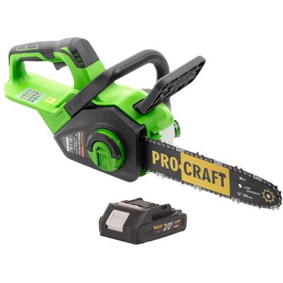Procraft Motosega A Batteria Pka38 20 V 304 Mm Brushless + 1x Batteria 2,0 Ah - Senza Caricabatteria Procraft Motosega A Batteria Pka38 20 V 304 Mm Brushless + 1x Batteria 2,0 Ah - Senza Caricabatteria