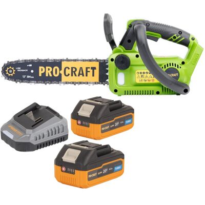 Procraft Motosega A Batteria Pka42libb 20 V 304 Mm Brushless + 2 Batterie 4,0 Ah + Caricabatterie Procraft Motosega A Batteria Pka42libb 20 V 304 Mm Brushless + 2 Batterie 4,0 Ah + Caricabatterie