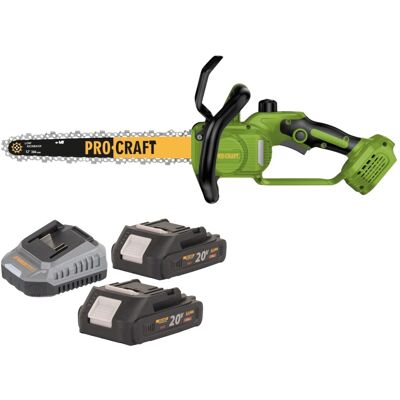 Procraft Motosega A Batteria Pka33-bb 20 V 304 Mm Brushless + 2x Batteria 2,0 Ah + Caricabatteria Procraft Motosega A Batteria Pka33-bb 20 V 304 Mm Brushless + 2x Batteria 2,0 Ah + Caricabatteria