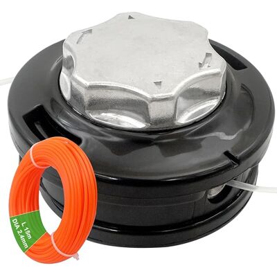 OEM Testina Per Tagliasiepi In Lega Di Alluminio M10x1.25, Filettatura Sinistra, Con Punta Automatica. Doppia Testina Con Filo Di Nylon. Filo Da 2,4 Mm X 15 M. OEM Testina Per Tagliasiepi In Lega Di Alluminio M10x1.25, Filettatura Sinistra, Con Punta Automatica. Doppia Testina Con Filo Di Nylon. Filo Da 2,4 Mm X 15 M.