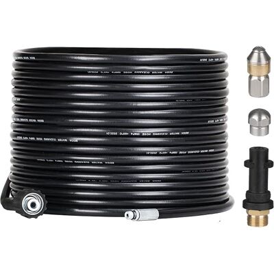 OEM Tubo Flessibile Per La Pulizia Degli Scarichi Da 15 M Per Idropulitrice Kärcher, Con Ugello A Getto E Ugello Rotante, Kit Professionale Per La Pulizia Degli Scarichi A 180 Bar Con Adattatori Per Acces OEM Tubo Flessibile Per La Pulizia Degli Scarichi Da 15 M Per Idropulitrice Kärcher, Con Ugello A Getto E Ugello Rotante, Kit Professionale Per La Pulizia Degli Scarichi A 180 Bar Con Adattatori Per Acces