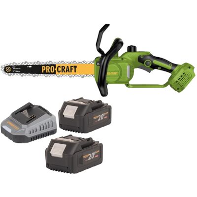 Procraft Motosega A Batteria Pka33-bb 20 V 304 Mm Brushless + 2x Batteria 4,0 Ah + Caricabatteria Procraft Motosega A Batteria Pka33-bb 20 V 304 Mm Brushless + 2x Batteria 4,0 Ah + Caricabatteria