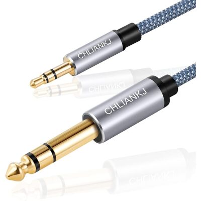 OEM Cavo Per Strumenti Da Jack Da 3,5 A 6,35 Mm, In Nylon Intrecciato Grigio, 1 M OEM Cavo Per Strumenti Da Jack Da 3,5 A 6,35 Mm, In Nylon Intrecciato Grigio, 1 M