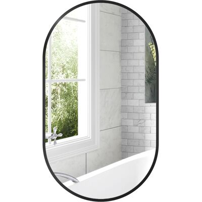 TREETALK Specchio Ovale Da Bagno 40 X 70 Cm, Specchio Decorativo Da Parete Con Cornice In Alluminio Per Soggiorno, Installazione Orizzontale O Verticale, Nero TREETALK Specchio Ovale Da Bagno 40 X 70 Cm, Specchio Decorativo Da Parete Con Cornice In Alluminio Per Soggiorno, Installazione Orizzontale O Verticale, Nero