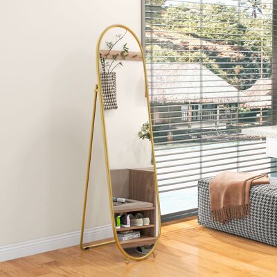 PZCC Grande Specchio Ovale Autoportante Con Cornice E Supporto In Metallo Dorato, Adatto Per Ingresso, Camera Da Letto O Spogliatoio, 40 X 160 Cm PZCC Grande Specchio Ovale Autoportante Con Cornice E Supporto In Metallo Dorato, Adatto Per Ingresso, Camera Da Letto O Spogliatoio, 40 X 160 Cm