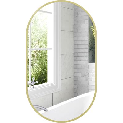 TREETALK Specchio Ovale Da Bagno 40 X 70 Cm, Specchio Decorativo Da Parete Con Cornice In Alluminio Per Soggiorno, Installazione Orizzontale O Verticale, Oro TREETALK Specchio Ovale Da Bagno 40 X 70 Cm, Specchio Decorativo Da Parete Con Cornice In Alluminio Per Soggiorno, Installazione Orizzontale O Verticale, Oro
