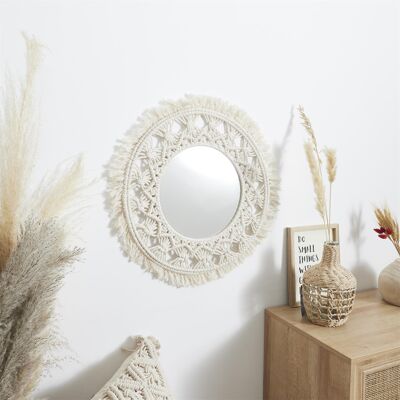 OEM Specchio Da Parete Macrama, Rotondo, 55 Cm, Beige, Intrecciato OEM Specchio Da Parete Macrama, Rotondo, 55 Cm, Beige, Intrecciato