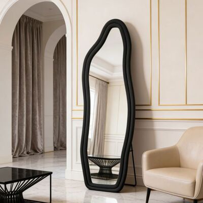OEM Specchio Da Terra E A Parete 140x45 Cm - Nero Velluto, Forma Di Delfino Asimmetrica, Vetro Temperato OEM Specchio Da Terra E A Parete 140x45 Cm - Nero Velluto, Forma Di Delfino Asimmetrica, Vetro Temperato