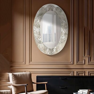 DMORA Specchio Daga, Cornice Effetto Materico, Forma Ovale, Tipologia A Parete, 88x128h Cm Argento DMORA Specchio Daga, Cornice Effetto Materico, Forma Ovale, Tipologia A Parete, 88x128h Cm Argento