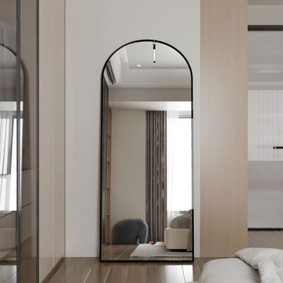 OEM Specchio Arcuato A Tutta Lunghezza 180×80 Cm - Cornice Sottile Nera, Da Terra O Da Parete, Vetro Ad Alta Definizione OEM Specchio Arcuato A Tutta Lunghezza 180×80 Cm - Cornice Sottile Nera, Da Terra O Da Parete, Vetro Ad Alta Definizione