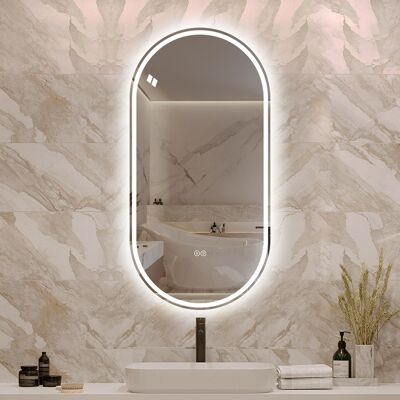 KELLANY Specchio Ovale Intelligente Da Parete Senza Cornice, 60120 Cm, Antiappannamento, Con Schermo Touch Per Il Bagno. KELLANY Specchio Ovale Intelligente Da Parete Senza Cornice, 60120 Cm, Antiappannamento, Con Schermo Touch Per Il Bagno.