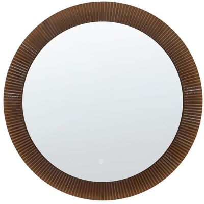 BELIANI Specchio Da Parete Rotondo Moderno Led 80 X 80 Cm Argento E Marrone Besbe Per Camera Da Letto E Bagno BELIANI Specchio Da Parete Rotondo Moderno Led 80 X 80 Cm Argento E Marrone Besbe Per Camera Da Letto E Bagno