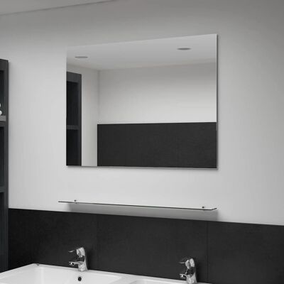VIDAXL Specchio Da Parete Con Mensola 80x60 Cm In Vetro Temperato VIDAXL Specchio Da Parete Con Mensola 80x60 Cm In Vetro Temperato