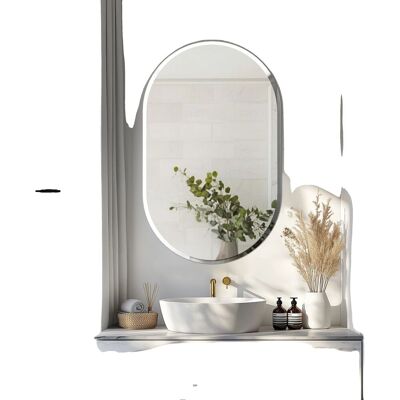 OEM Specchio Da Bagno, Design Ovale Senza Cornice, Bordi Smussati, 32x20 Pollici OEM Specchio Da Bagno, Design Ovale Senza Cornice, Bordi Smussati, 32x20 Pollici