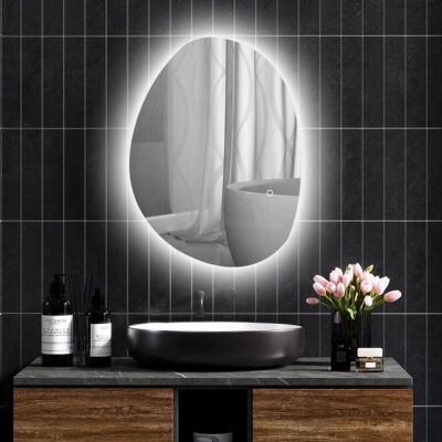 OEM Specchio Da Bagno Asimmetrico A Led 70 X 50 Cm - 3 Colori, Antiappannamento, Montaggio A Parete Con Interruttore Touch OEM Specchio Da Bagno Asimmetrico A Led 70 X 50 Cm - 3 Colori, Antiappannamento, Montaggio A Parete Con Interruttore Touch