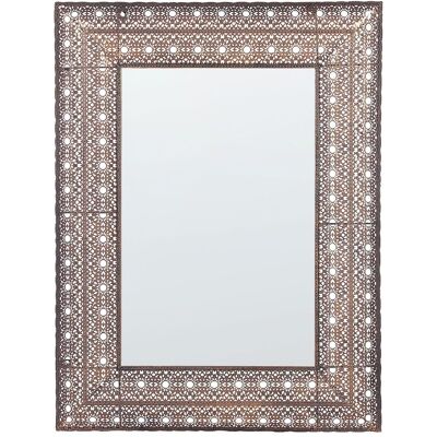 BELIANI - Specchio Orientale Rettangolare Da Parete 69 X 90 Cm Con Cornice Metallica In Rame Dehradun BELIANI - Specchio Orientale Rettangolare Da Parete 69 X 90 Cm Con Cornice Metallica In Rame Dehradun