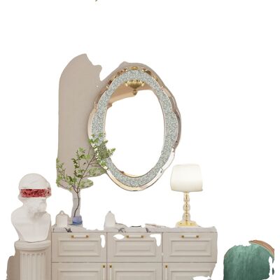 OEM Specchio Da Parete, Design A Forma Di Nuvola, Elegante Cornice, Grigio Chiaro OEM Specchio Da Parete, Design A Forma Di Nuvola, Elegante Cornice, Grigio Chiaro