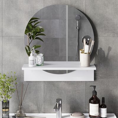 Vicco Specchio Bagno Elyra, Bianco, 50 X 54.5 Cm Con Ripiano, Vicco Specchio Bagno Elyra, Bianco, 50 X 54.5 Cm Con Ripiano,