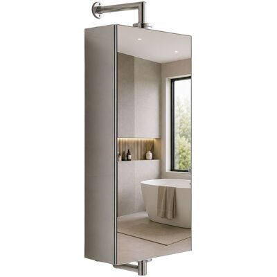 RELAXDAYS Specchiera Girevole, 3 Vani Aperti, Montaggio A Parete, Hxlxp: 60x25x12 Cm, Mobile Bagno, Acciaio, Argento RELAXDAYS Specchiera Girevole, 3 Vani Aperti, Montaggio A Parete, Hxlxp: 60x25x12 Cm, Mobile Bagno, Acciaio, Argento