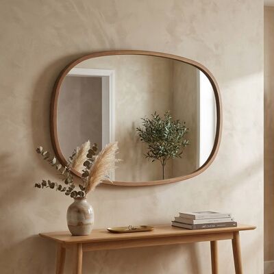 DMORA Specchio Brunico, Forma Ovale, Tipologia A Parete, Colore Struttura Trasparente, 88x62h Cm Marrone Noce DMORA Specchio Brunico, Forma Ovale, Tipologia A Parete, Colore Struttura Trasparente, 88x62h Cm Marrone Noce