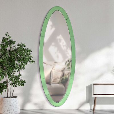 DMORA Specchio Trakai, Forma Ovale, Tipologia A Parete, Colore Struttura Trasparente, 55x150h Cm Verde DMORA Specchio Trakai, Forma Ovale, Tipologia A Parete, Colore Struttura Trasparente, 55x150h Cm Verde