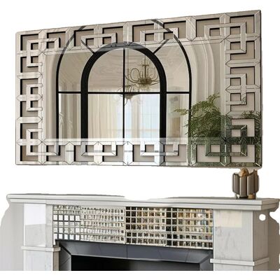 OEM Specchio Da Parete Con Bordi Smussati, Design Moderno, Grigio Chiaro. OEM Specchio Da Parete Con Bordi Smussati, Design Moderno, Grigio Chiaro.