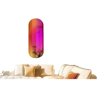 OEM Specchio Da Parete, Design Con Gradiente Colorato, Forma Ovale Grande, Arcobaleno OEM Specchio Da Parete, Design Con Gradiente Colorato, Forma Ovale Grande, Arcobaleno