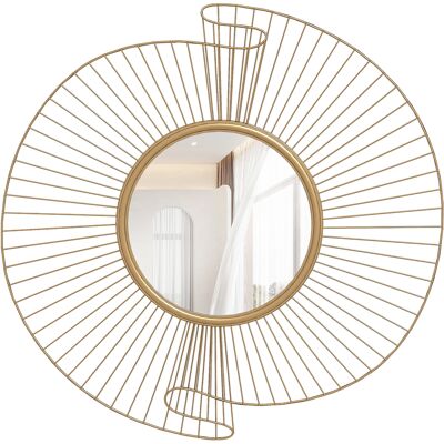 OEM Specchio Da Parete Rotondo Con Strisce In Metallo E Design Plissettato, 60x60 Cm, Oro OEM Specchio Da Parete Rotondo Con Strisce In Metallo E Design Plissettato, 60x60 Cm, Oro