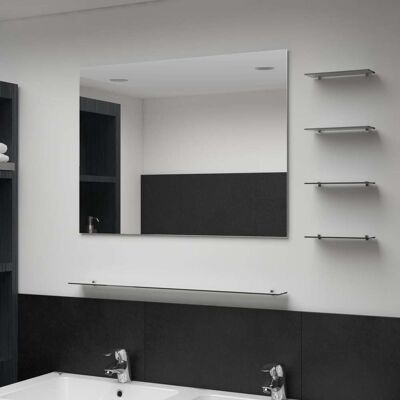 Specchio da parete con 5 mensole argento - Decorazione bagno Specchio da parete con 5 mensole argento - Decorazione bagno