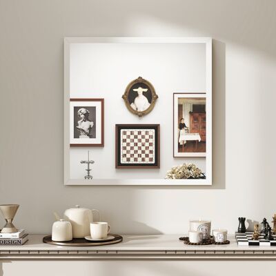 OEM Specchio Quadrato Da Parete Con Cornice Bianca Per Bagno, 50 Cm OEM Specchio Quadrato Da Parete Con Cornice Bianca Per Bagno, 50 Cm