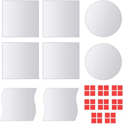 VIDAXL Piastrelle A Specchio 16 Pz Multiforma In Vetro VIDAXL Piastrelle A Specchio 16 Pz Multiforma In Vetro