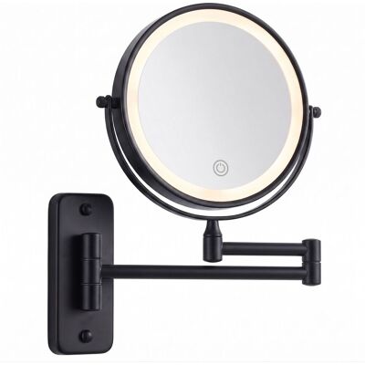 RELAXDAYS Specchio Cosmetico Da Parete Led 10× 360° Rotante Ø17,5 Cm Metallo Batteria Ricaricabile Usb Nero RELAXDAYS Specchio Cosmetico Da Parete Led 10× 360° Rotante Ø17,5 Cm Metallo Batteria Ricaricabile Usb Nero