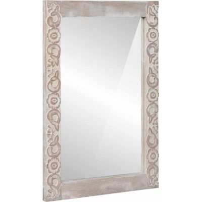 VIDAXL Specchio Da Parete Bianco 70 X 50 Cm Legno Di Mango Massello VIDAXL Specchio Da Parete Bianco 70 X 50 Cm Legno Di Mango Massello