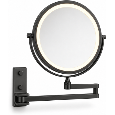 OEM Specchio Da Trucco Da Parete Led Pieghevole Ingranditore Nero 20 Cm OEM Specchio Da Trucco Da Parete Led Pieghevole Ingranditore Nero 20 Cm