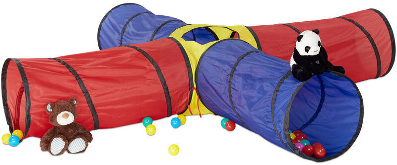 RELAXDAYS Tenda tunnel per bambini xxl grande tunnel da gioco 4 tubi colori sgargianti per bimbi da 3 anni colorato -