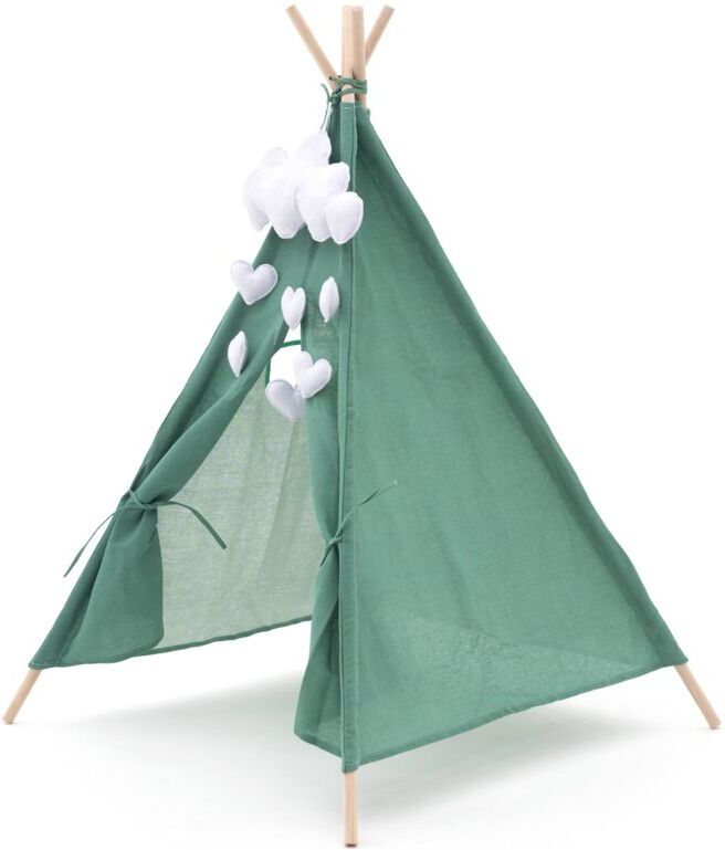 ROBINCOOL Tenda Tipi per Bambini Montessori  Kaplana 80x80x110 cm Pieghevole Uso Interno e Esterno Fabbricata in Tessuto Verde