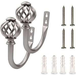 XISRENS Set Di 2 Fermatende - Ganci - Chiusure - Fermatende - Supporti Per Tende, In Metallo Argentato, Da Parete XISRENS Set Di 2 Fermatende - Ganci - Chiusure - Fermatende - Supporti Per Tende, In Metallo Argentato, Da Parete