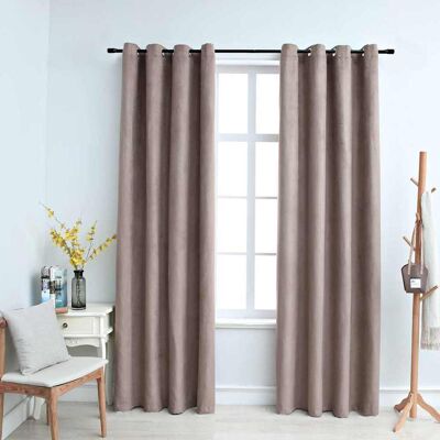 VIDAXL Tende Oscuranti Con Anelli Metallo 2 Pz Grigio Talpa 140x225 Cm - VIDAXL Tende Oscuranti Con Anelli Metallo 2 Pz Grigio Talpa 140x225 Cm -