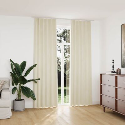 VIDAXL Tende Oscuranti Con Ganci 2 Pz Crema In Velluto 140x245 Cm - VIDAXL Tende Oscuranti Con Ganci 2 Pz Crema In Velluto 140x245 Cm -