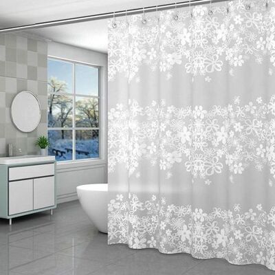 OEM Tenda Da Doccia In Peva Impermeabile E Antimuffa, 80x180 Cm, Con Motivo Floreale, Lavabile, Bianca, Con Occhielli, Ideale Per Vasca Da Bagno E Bagno. OEM Tenda Da Doccia In Peva Impermeabile E Antimuffa, 80x180 Cm, Con Motivo Floreale, Lavabile, Bianca, Con Occhielli, Ideale Per Vasca Da Bagno E Bagno.