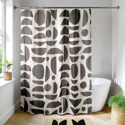TENDANCE Tendina Da Doccia In Poliestere 180x200 Cm - Tribal Craft Nero - TENDANCE Tendina Da Doccia In Poliestere 180x200 Cm - Tribal Craft Nero -