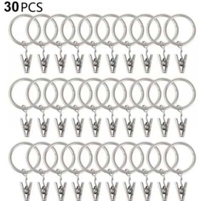 OEM Set Di 30 Anelli Per Tende Con Clip, Robusti, Ganci Su Staffe Per Asta, Occhielli In Metallo Con Diametro Interno Di 30 Mm, Per Tende Decorative E Telai Di Finestre, Argento. OEM Set Di 30 Anelli Per Tende Con Clip, Robusti, Ganci Su Staffe Per Asta, Occhielli In Metallo Con Diametro Interno Di 30 Mm, Per Tende Decorative E Telai Di Finestre, Argento.