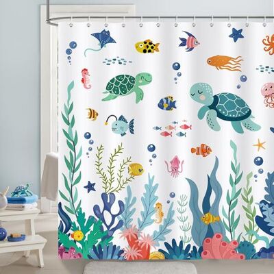 OEM Tenda Da Doccia Per Bambini Con Disegni Di Animali Marini, In Tessuto Di Poliestere, Antimuffa, Impermeabile, Lavabile, 180 X 180 Cm Con 12 Ganci Per Vasca Da Bagno. OEM Tenda Da Doccia Per Bambini Con Disegni Di Animali Marini, In Tessuto Di Poliestere, Antimuffa, Impermeabile, Lavabile, 180 X 180 Cm Con 12 Ganci Per Vasca Da Bagno.