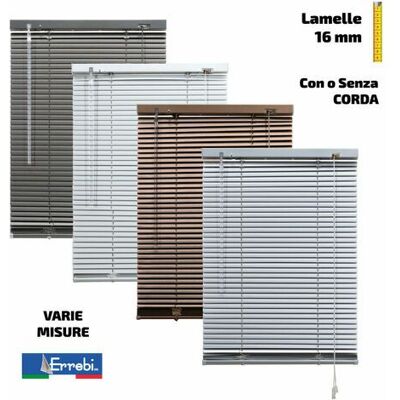 ERREBI Tenda Veneziana Alluminio Lamelle 16 Mm Corde Veneziane Finestre Parasole Dimensioni: 90 X 250 Cm - Colore: Grigio Con Corda ERREBI Tenda Veneziana Alluminio Lamelle 16 Mm Corde Veneziane Finestre Parasole Dimensioni: 90 X 250 Cm - Colore: Grigio Con Corda