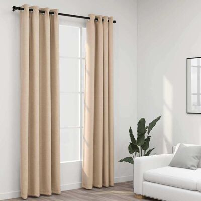 Tende oscuranti effetto lino - 2 pz beige 140x245cm vidaXL Tende oscuranti effetto lino - 2 pz beige 140x245cm vidaXL