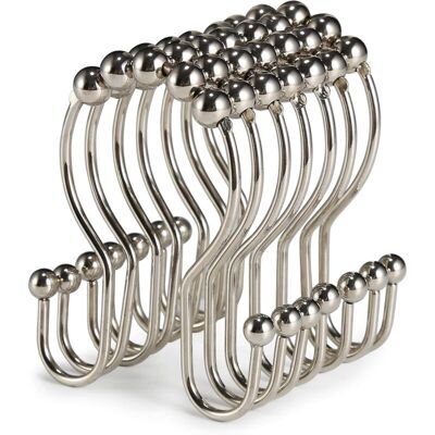 OEM Set Di 12 Ganci Per Tenda Da Doccia In Acciaio Inox Antiruggine Con Doppio Gancio Scorrevole Anticaduta Per Tende Da Doccia Da Bagno (nichel) OEM Set Di 12 Ganci Per Tenda Da Doccia In Acciaio Inox Antiruggine Con Doppio Gancio Scorrevole Anticaduta Per Tende Da Doccia Da Bagno (nichel)